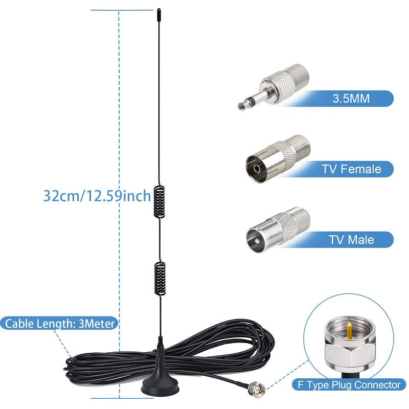 Bingfu FM Antenna Magnetic Base FM Radio Antenna for Pioneer Onkyo Yamaha Marantz Sherwood Indoor Digital HD Radio FM Radio Bluetooth Home Stereo Receiver AV Audio Video Home Theater Receiver Tuner - Image 2